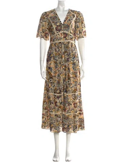 Pre-owned Ba&sh Paisley Print Midi Length Dress In Neutrals