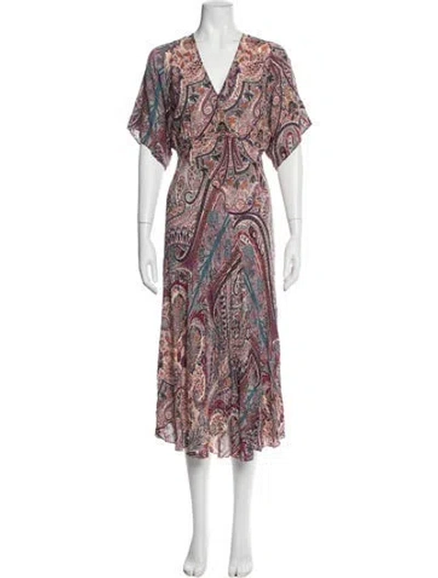 Pre-owned Ba&sh Paisley Print Midi Length Dress In Pink