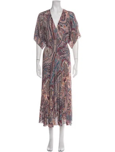 Pre-owned Ba&sh Paisley Print Midi Length Dress In Pink
