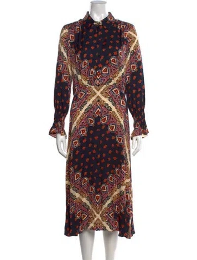 Pre-owned Ba&sh Paisley Print Midi Length Dress In Red
