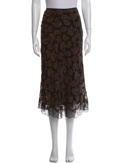 Pre-owned Ba&sh Paisley Print Midi Length Skirt In Black