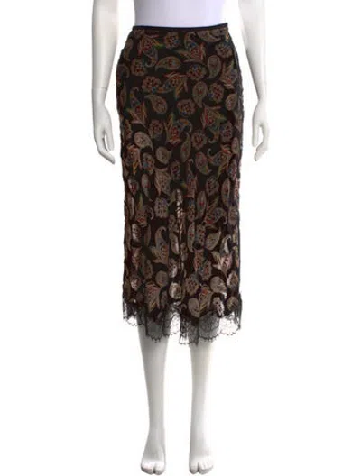 Pre-owned Ba&sh Paisley Print Midi Length Skirt In Black