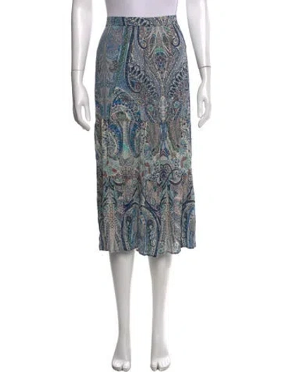 Pre-owned Ba&sh Paisley Print Midi Length Skirt In Blue/pink