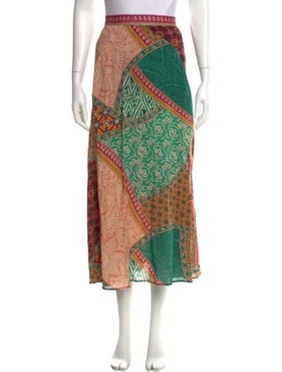 Pre-owned Ba&sh Paisley Print Midi Length Skirt In Green