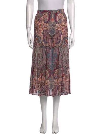 Pre-owned Ba&sh Paisley Print Midi Length Skirt In Pink