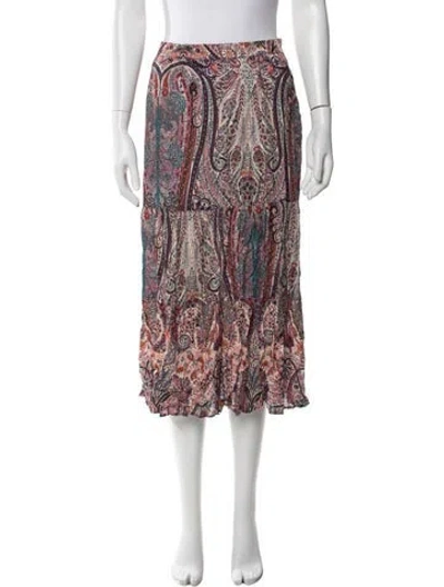 Pre-owned Ba&sh Paisley Print Midi Length Skirt In Pink