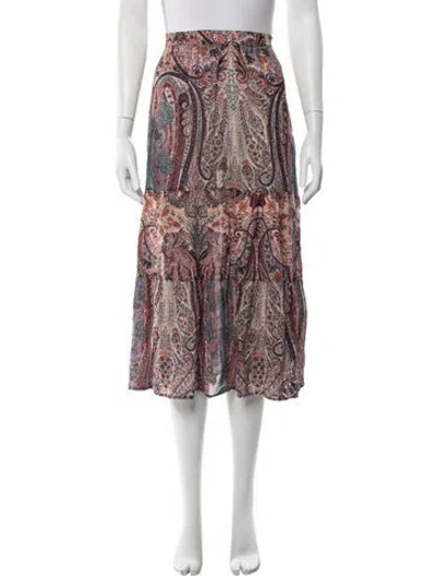 Pre-owned Ba&sh Paisley Print Midi Length Skirt In Pink/purple
