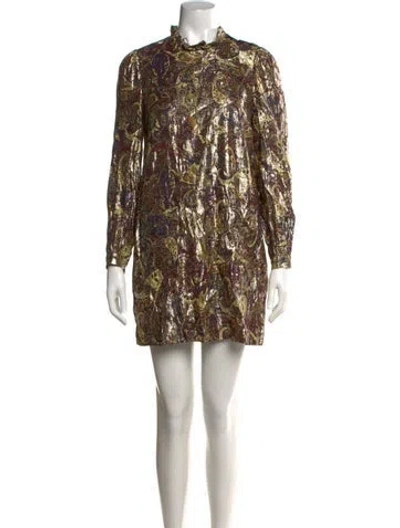 Pre-owned Ba&sh Paisley Print Mini Dress In Gold