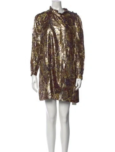 Pre-owned Ba&sh Paisley Print Mini Dress In Gold