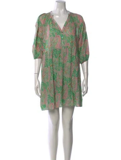Pre-owned Ba&sh Paisley Print Mini Dress In Green