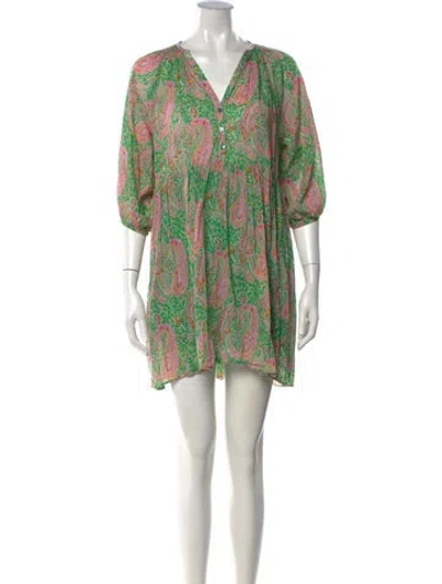 Pre-owned Ba&sh Paisley Print Mini Dress In Green