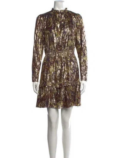 Pre-owned Ba&sh Paisley Print Mini Dress W/ Tags In Gold