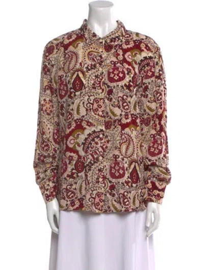 Pre-owned Ba&sh Paisley Print Mock Neck Blouse In Multi