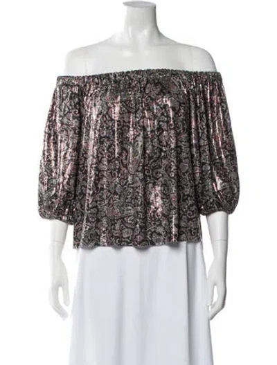 Pre-owned Ba&sh Paisley Print Off-the-shoulder Blouse In Multi
