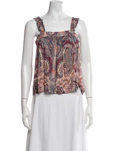 Pre-owned Ba&sh Paisley Print Square Neckline Top In Purple
