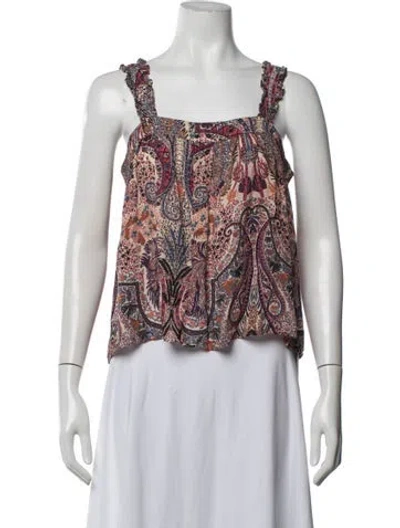 Pre-owned Ba&sh Paisley Print Square Neckline Top In Purple