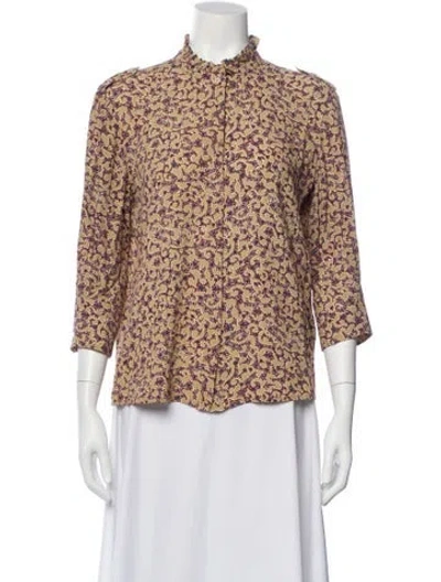 Pre-owned Ba&sh Paisley Print Three-quarter Sleeve Blouse In Neutral
