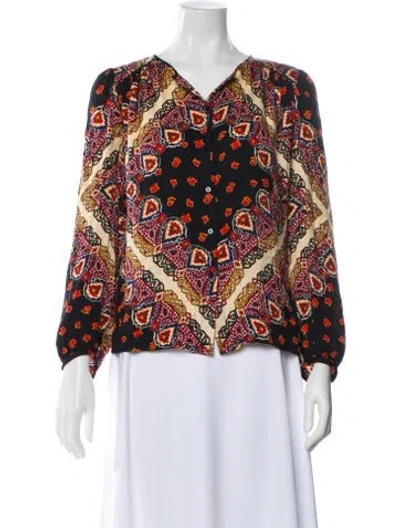 Pre-owned Ba&sh Paisley Print V-neck Blouse In Blue