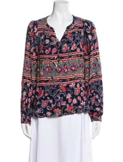 Pre-owned Ba&sh Paisley Print V-neck Blouse In Blue