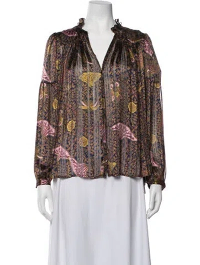 Pre-owned Ba&sh Paisley Print V-neck Blouse In Blue/yellow