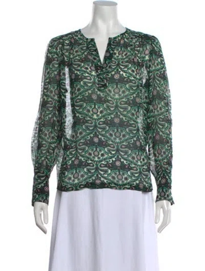 Pre-owned Ba&sh Paisley Print V-neck Blouse In Gold