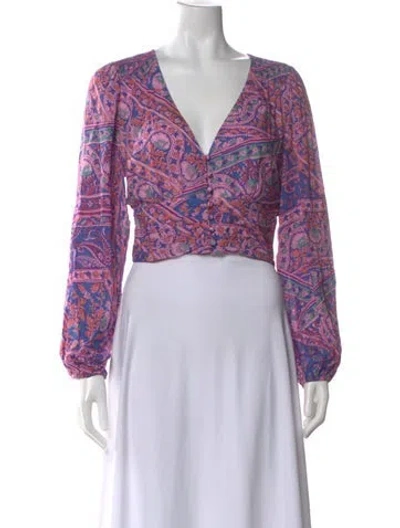 Pre-owned Ba&sh Paisley Print V-neck Blouse In Multi