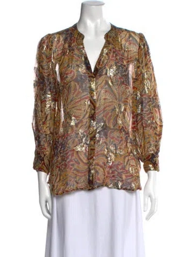 Pre-owned Ba&sh Paisley Print V-neck Blouse In Multicolor