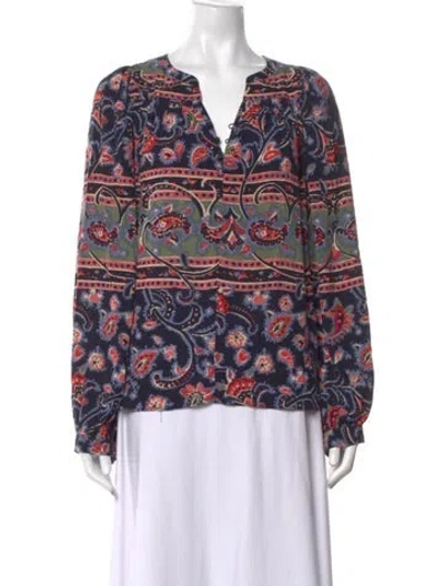 Pre-owned Ba&sh Paisley Print V-neck Blouse In Multicolor
