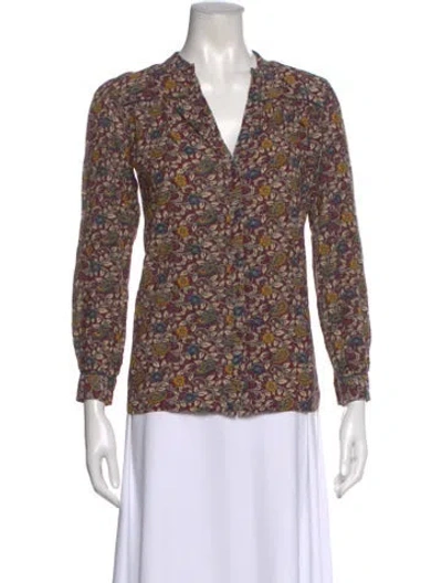 Pre-owned Ba&sh Paisley Print V-neck Blouse In Purple