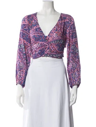 Pre-owned Ba&sh Paisley Print V-neck Blouse In Purple