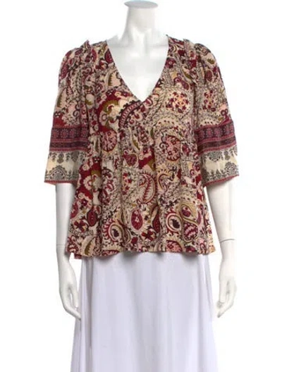 Pre-owned Ba&sh Paisley Print V-neck Top In Multicolor