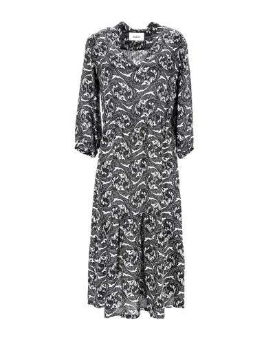 Ba&sh Ba & Sh Paisley-print Midi Dress In Black Viscose In Gray