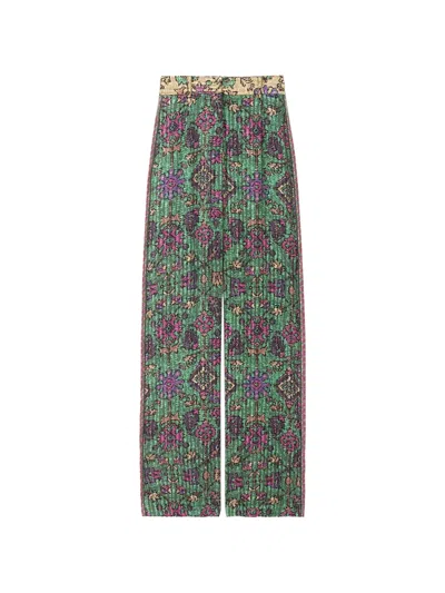 Ba&sh Pali Patterned High-waisted Trousers In Green