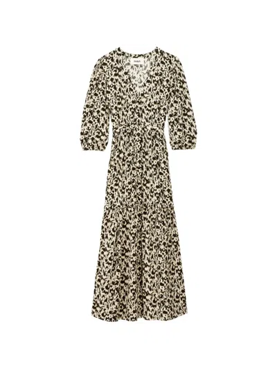 Ba&sh Palma Tiered Animal-print Dress In Brown
