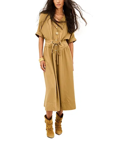 Ba&sh Ba & Sh Parisa Drawstring Midi Dress In Brown