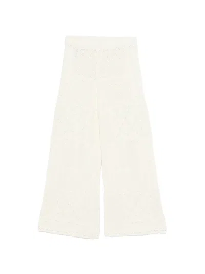 Ba&sh Patchwork Crochet-knit Trousers In White