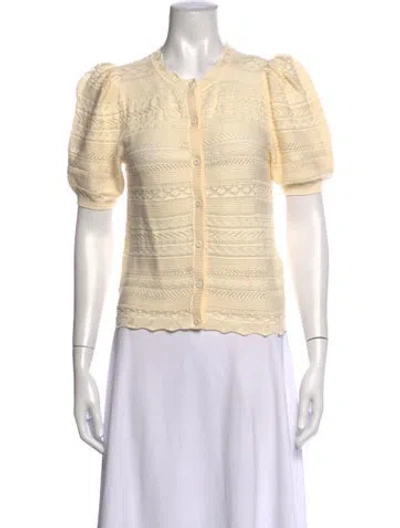 Pre-owned Ba&sh Patterned Crew Neck Button-up Top In Neutrals