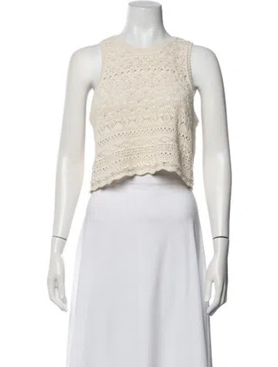 Pre-owned Ba&sh Patterned Crew Neck Crop Top In Neutrals