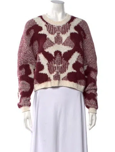 Pre-owned Ba&sh Patterned Crew Neck Sweater In Burgundy