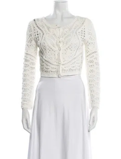 Pre-owned Ba&sh Patterned Crew Neck Sweater W/ Tags In White