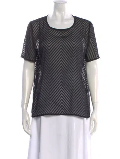 Pre-owned Ba&sh Patterned Crew Neck Top In Black