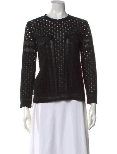 Pre-owned Ba&sh Patterned Crew Neck Top In Black