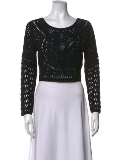 Pre-owned Ba&sh Patterned Crew Neck Top In Black