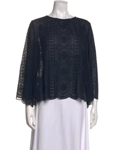 Pre-owned Ba&sh Patterned Crew Neck Top In Blue