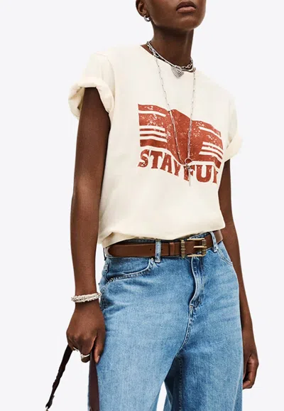 Ba&sh Patterned Crewneck T-shirt In White