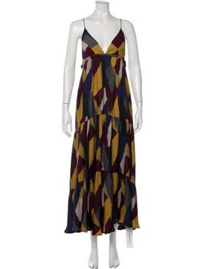 Pre-owned Ba&sh Patterned Long Dress In Blue