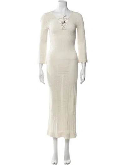 Pre-owned Ba&sh Patterned Long Dress In Neutral