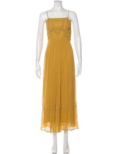 Pre-owned Ba&sh Patterned Long Dress In Yellow