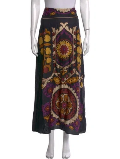 Pre-owned Ba&sh Patterned Long Skirt In Black