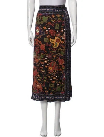 Pre-owned Ba&sh Patterned Long Skirt In Black